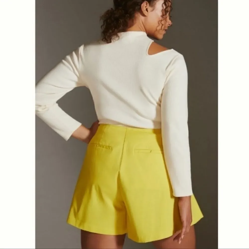 Anthropologie Maeve Bright Yellow Tennis Pleated High Rise Skort Size 4